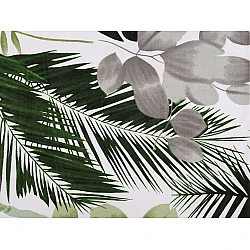 Cotton fabric / canvas, leaves - White (1 Meter)