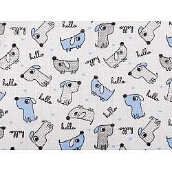Cotton cloth / muslin fabric, dogs - White (1 Meter)