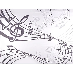 Cotton fabric/canvas, music notes - White (1 Meter)