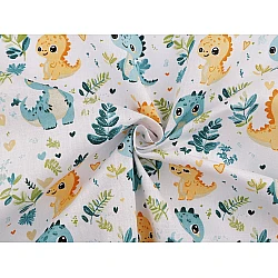 Cotton fabric / canvas, dinosaur - Turquoise (1 Meter)