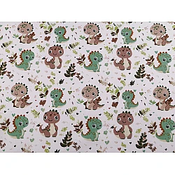 Cotton fabric / canvas, dinosaur - Green (1 Meter)