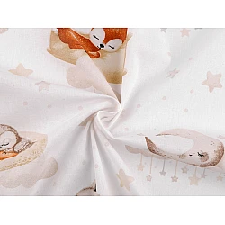 Cotton fabric / canvas, sleeping animals - White (1 Meter)