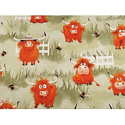 Cotton fabric / canvas, bulls - Lightbeige (1 Meter)