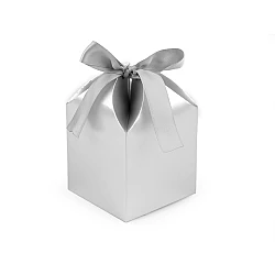 Gift box with ribbon - Silver (12 Pieces)