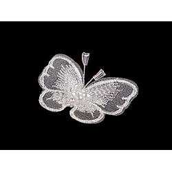 Butterfly with cut beads for sewing and gluing - Off white (2 Pieces)