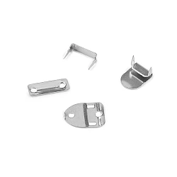 Trouser hook/fastener, four-piece, stainless steel - Nickel (30 Pieces)