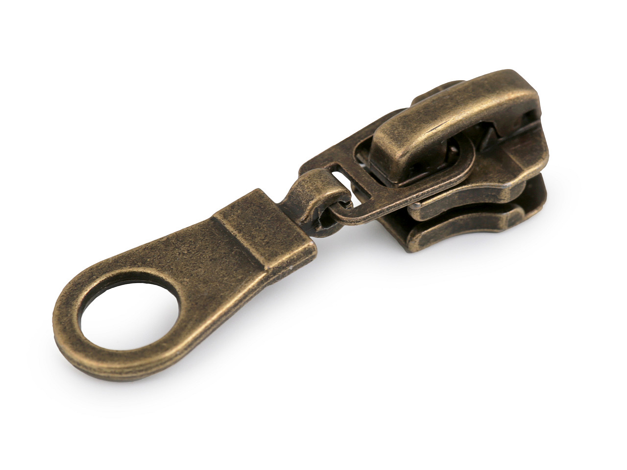 Slider for metal antique brass zippers no 5 - Vintage brass (50 Pieces)