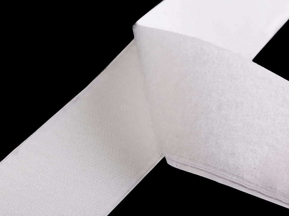 Adhesive hook and loop fastener width 50 mm - White (1 Meter)