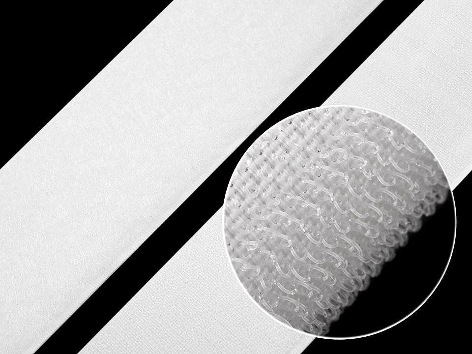 Adhesive hook and loop fastener width 50 mm - White (1 Meter)