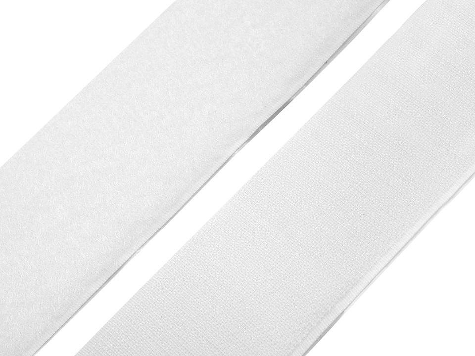 Adhesive hook and loop fastener width 50 mm - White (1 Meter)