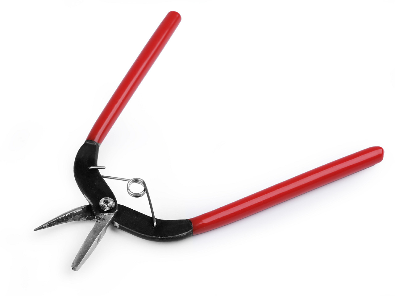 Narrow flat nose pliers steel 160 mm with return spring - Dark red (1 Piece)