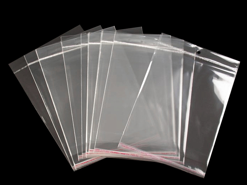 Clear plastic self-adhesive seal bags w/ hang hole 20x24 cm - Transparent (100 Pieces)