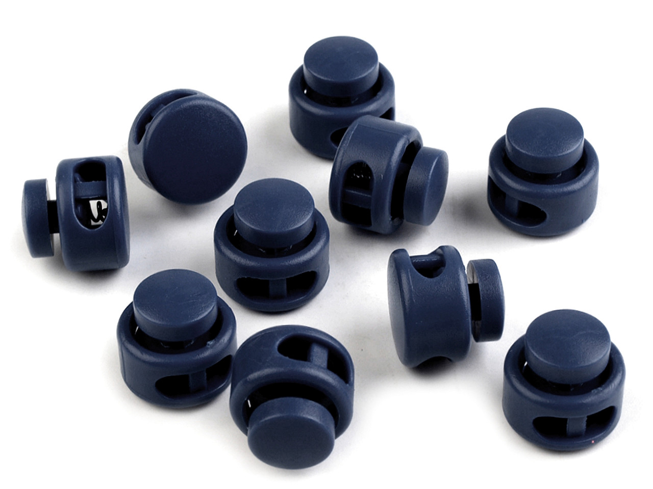 Round 2-hole cord lock stopper toggles 13x15 mm - Black (10 Pieces)