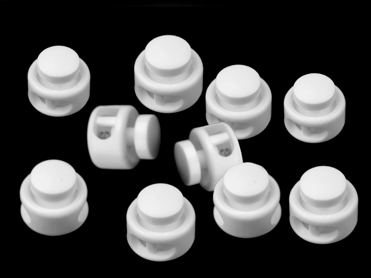 Round 2-hole cord lock stopper toggles 13x15 mm - Black (10 Pieces)