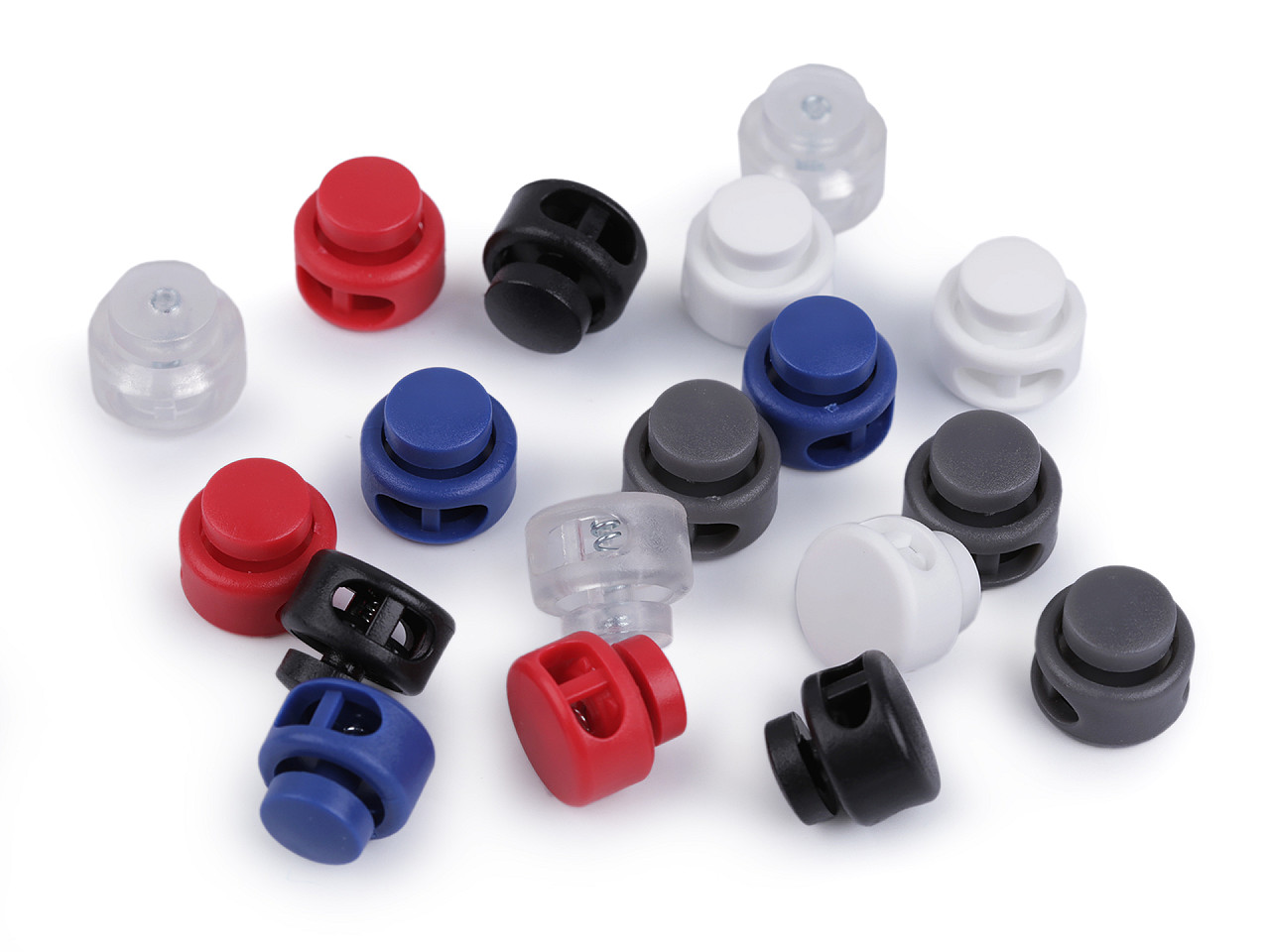 Round 2-hole cord lock stopper toggles 13x15 mm - Black (10 Pieces)