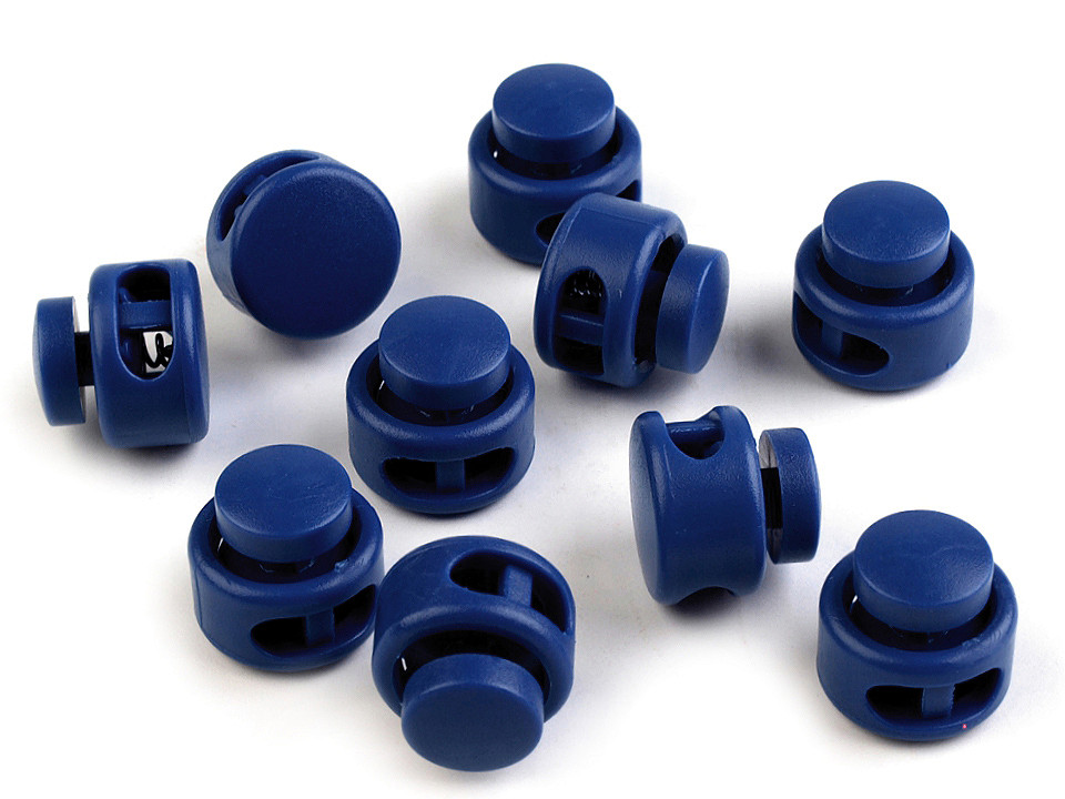 Round 2-hole cord lock stopper toggles 13x15 mm - Black (10 Pieces)