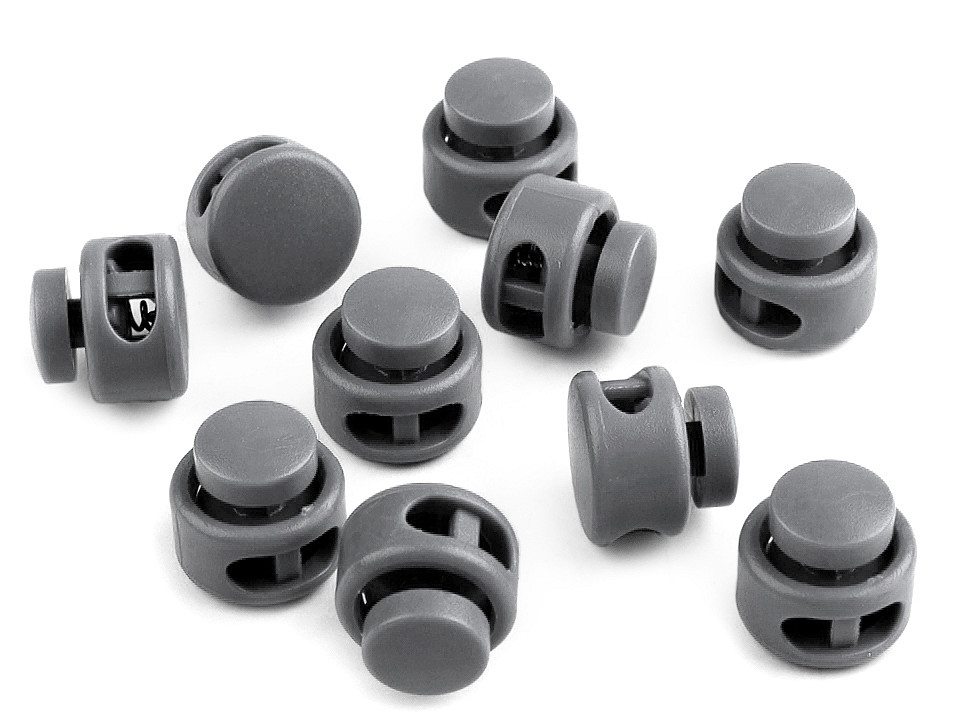 Round 2-hole cord lock stopper toggles 13x15 mm - Black (10 Pieces)
