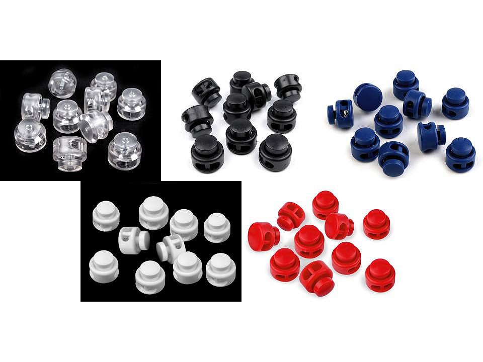 Round 2-hole cord lock stopper toggles 13x15 mm - Black (10 Pieces)