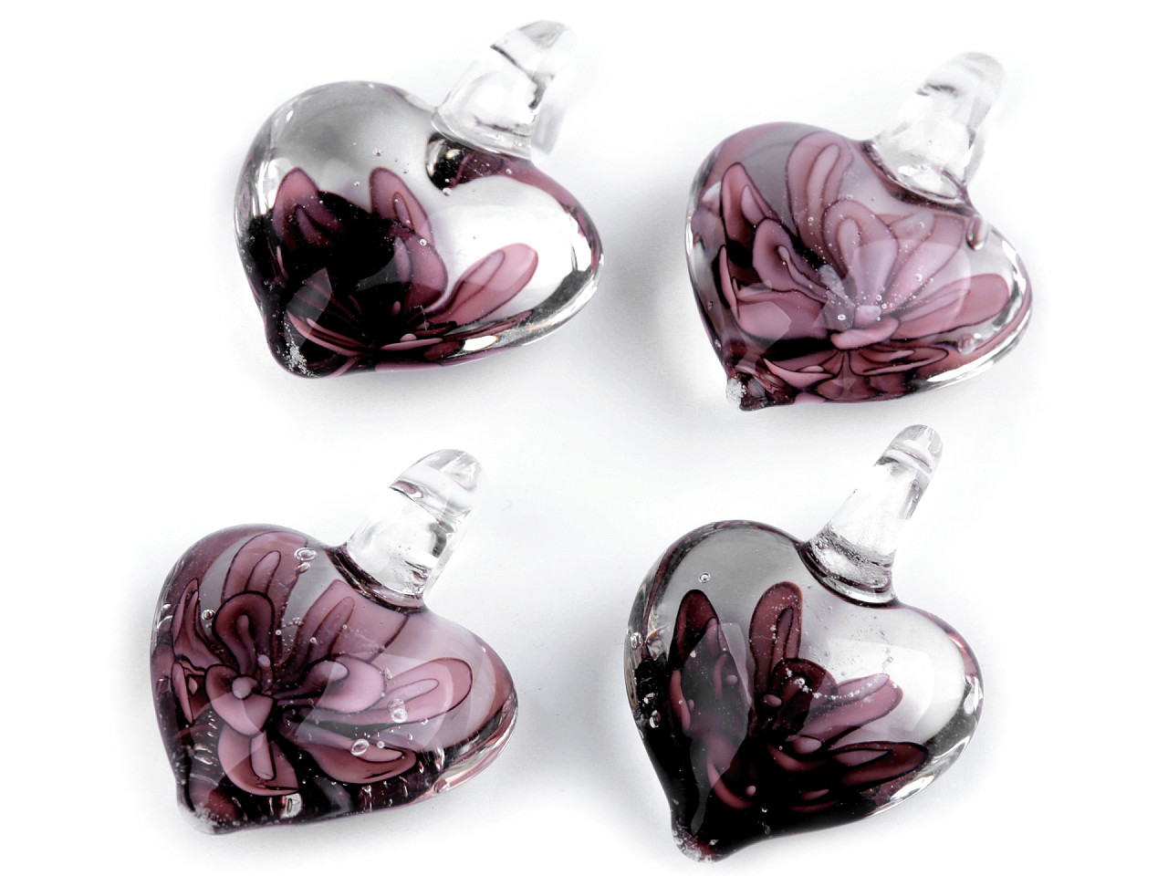 Glass pendant heart 21x21 mm - Violet (1 Piece)