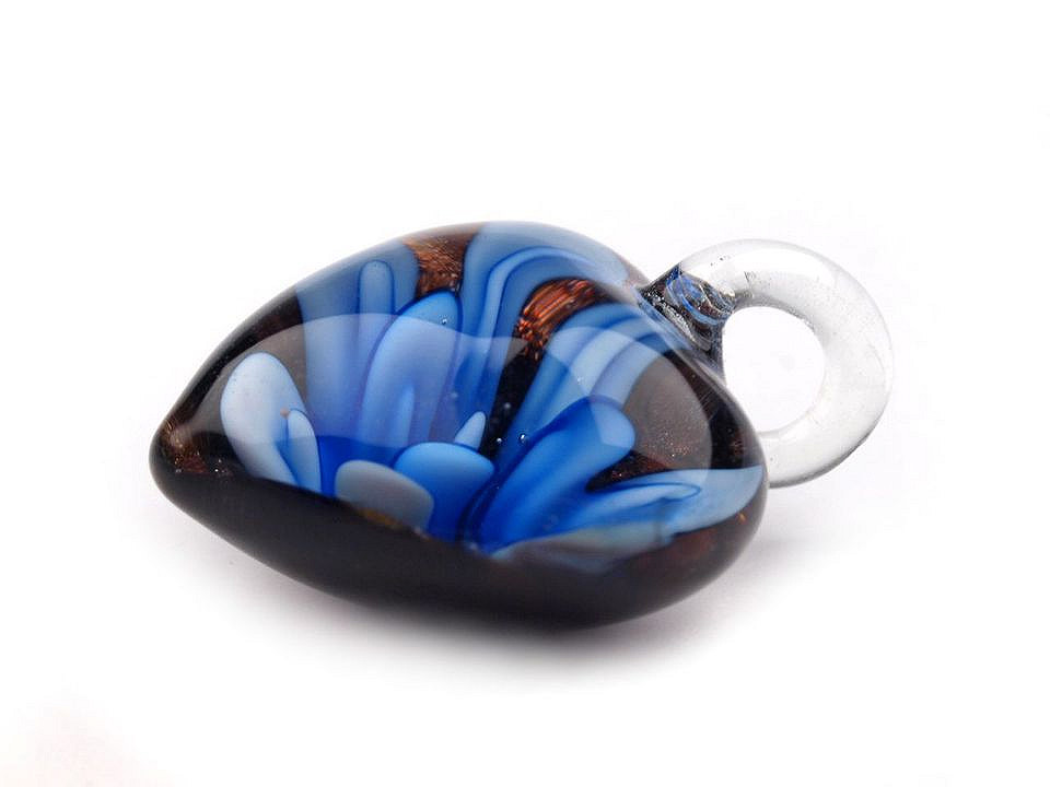 Glass pendant heart 21x21 mm - Violet (1 Piece)