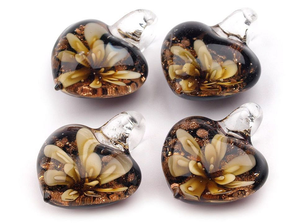 Glass pendant heart 21x21 mm - Violet (1 Piece)