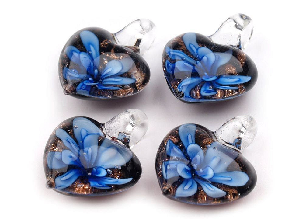 Glass pendant heart 21x21 mm - Violet (1 Piece)