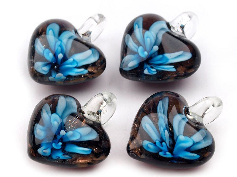 Glass pendant heart 21x21 mm - Violet (1 Piece)