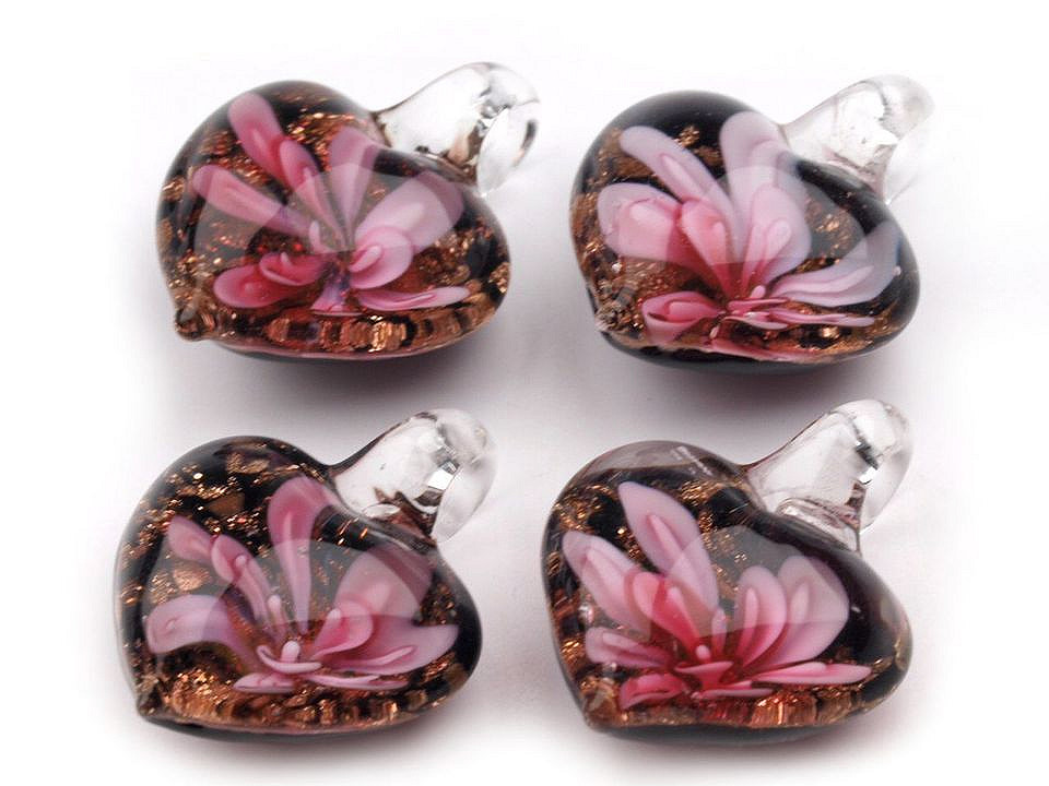 Glass pendant heart 21x21 mm - Violet (1 Piece)