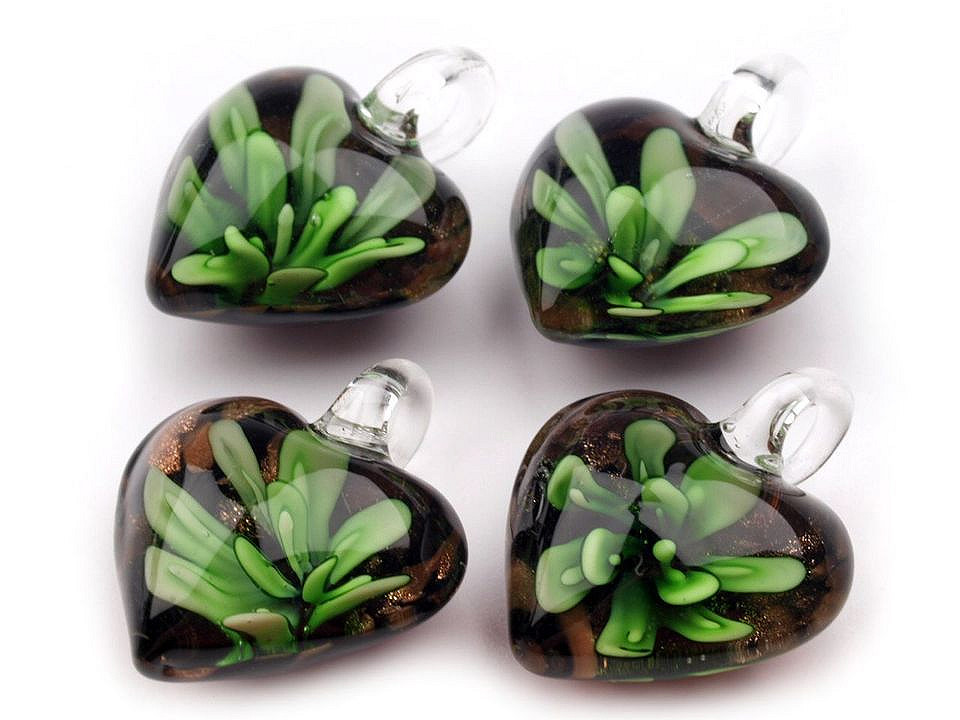 Glass pendant heart 21x21 mm - Violet (1 Piece)