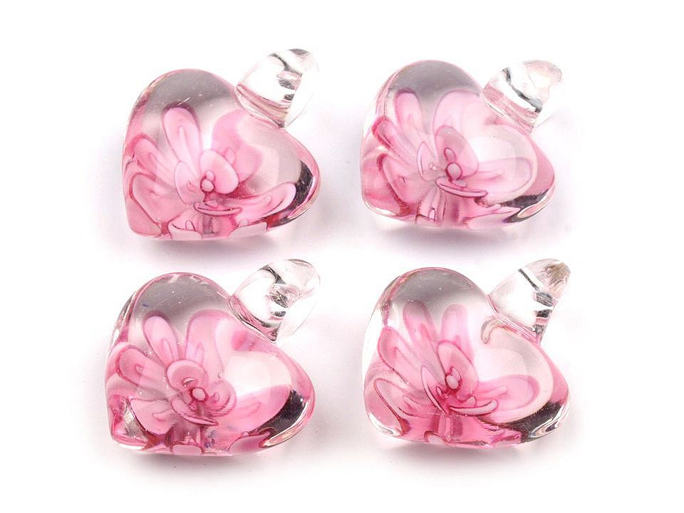 Glass pendant heart 21x21 mm - Violet (1 Piece)