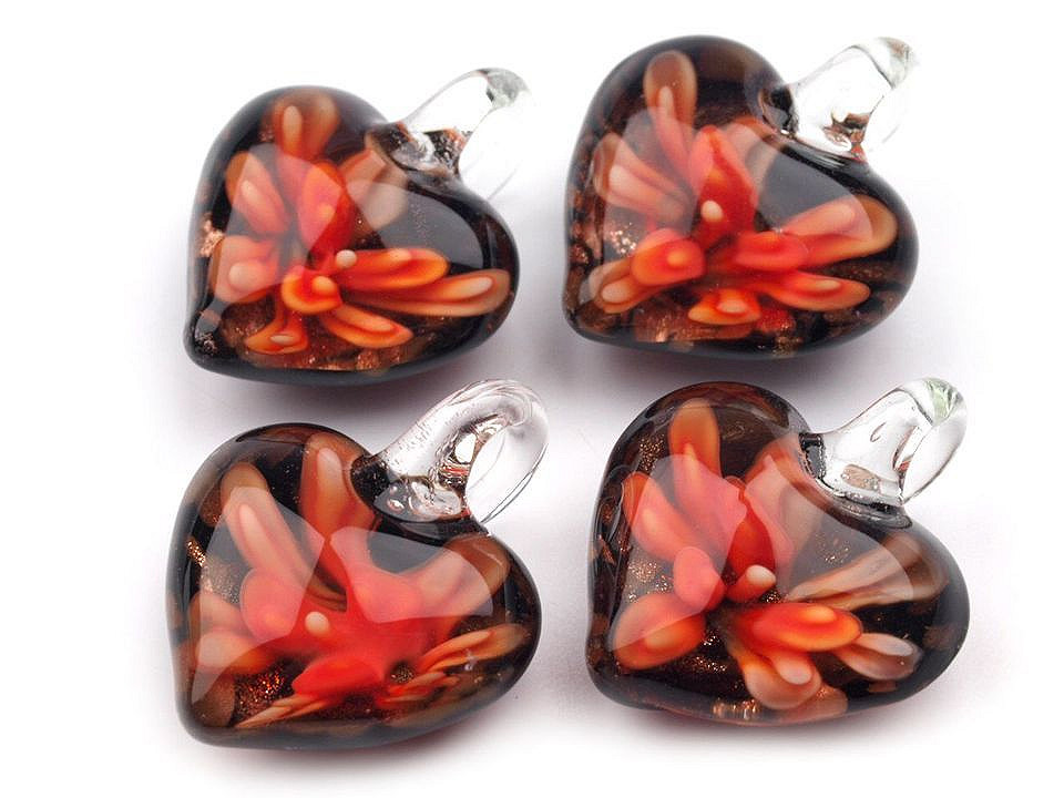 Glass pendant heart 21x21 mm - Violet (1 Piece)