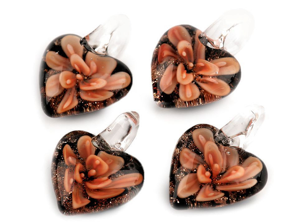 Glass pendant heart 21x21 mm - Violet (1 Piece)