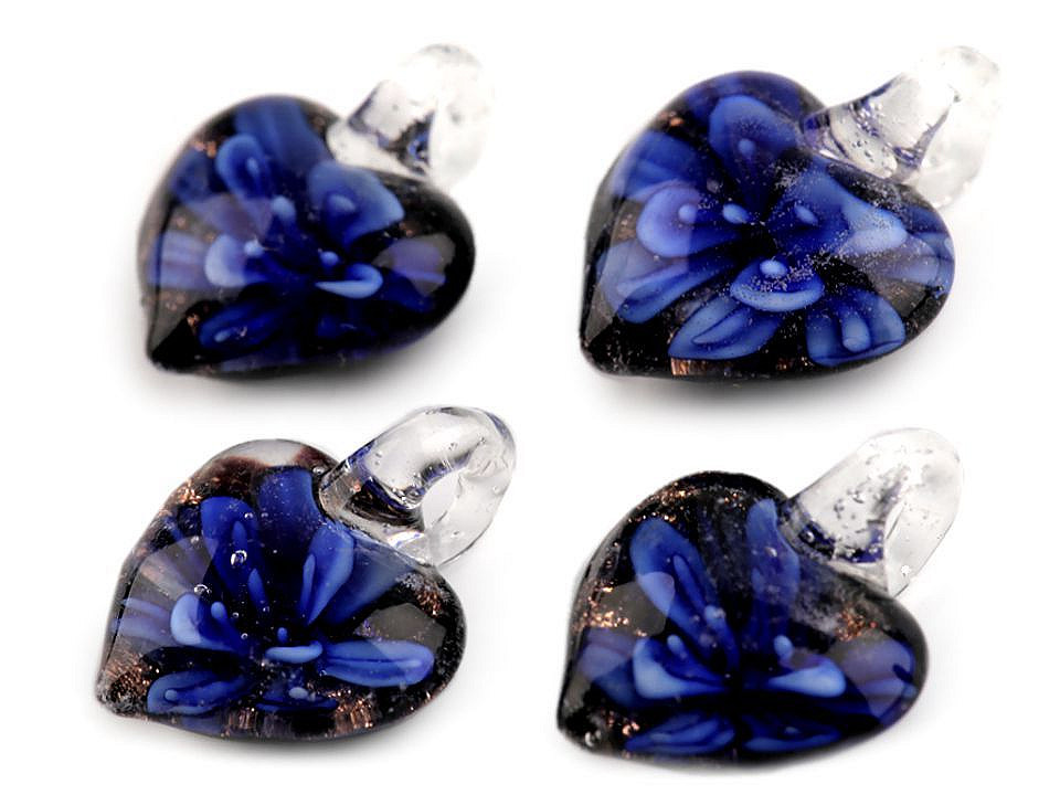 Glass pendant heart 21x21 mm - Violet (1 Piece)