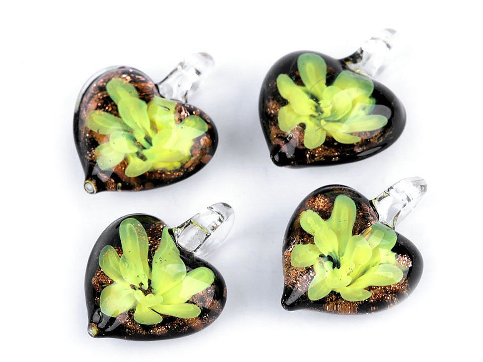 Glass pendant heart 21x21 mm - Violet (1 Piece)