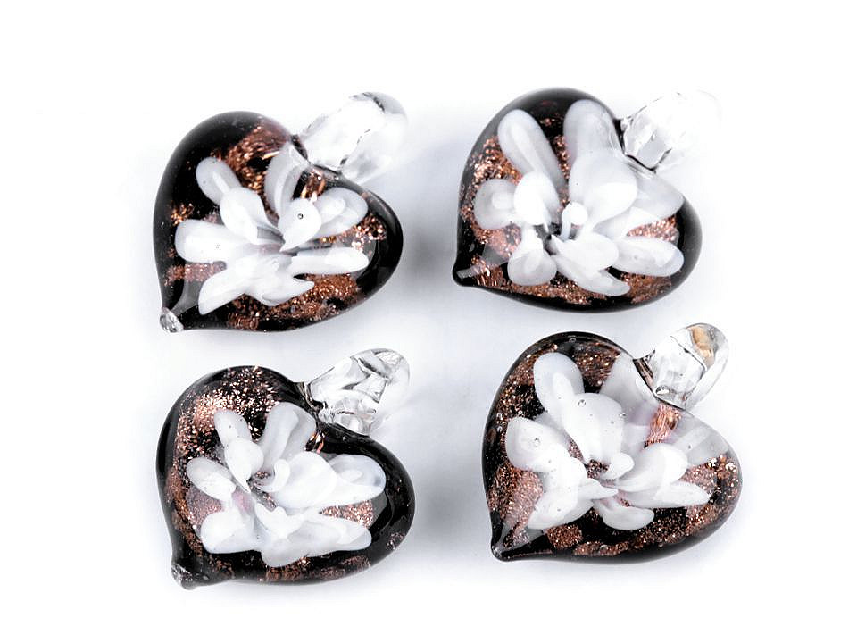 Glass pendant heart 21x21 mm - Violet (1 Piece)