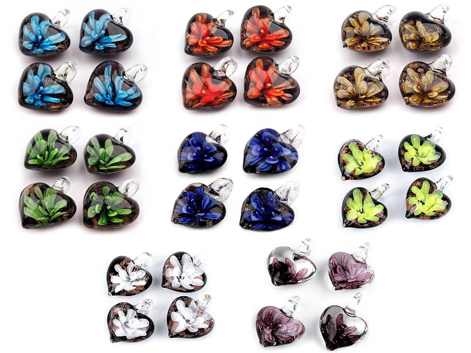 Glass pendant heart 21x21 mm - Violet (1 Piece)