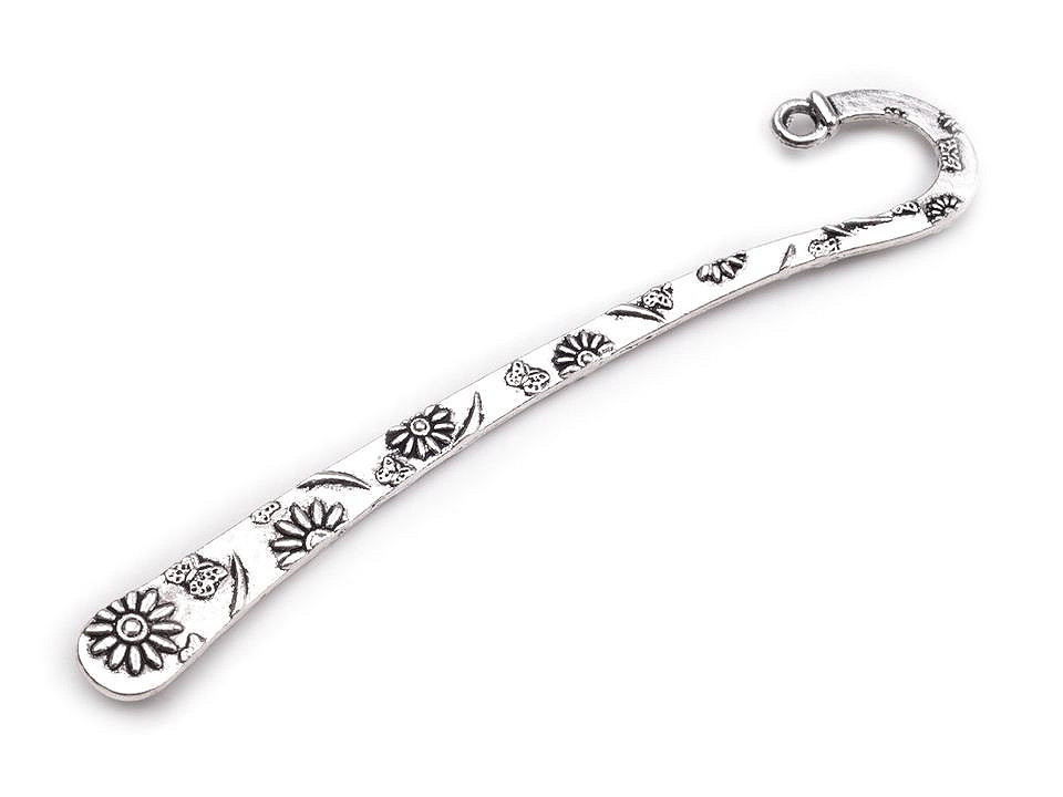 Bookmark flowers, butterfly 7x80 mm - Platinum (1 Piece)