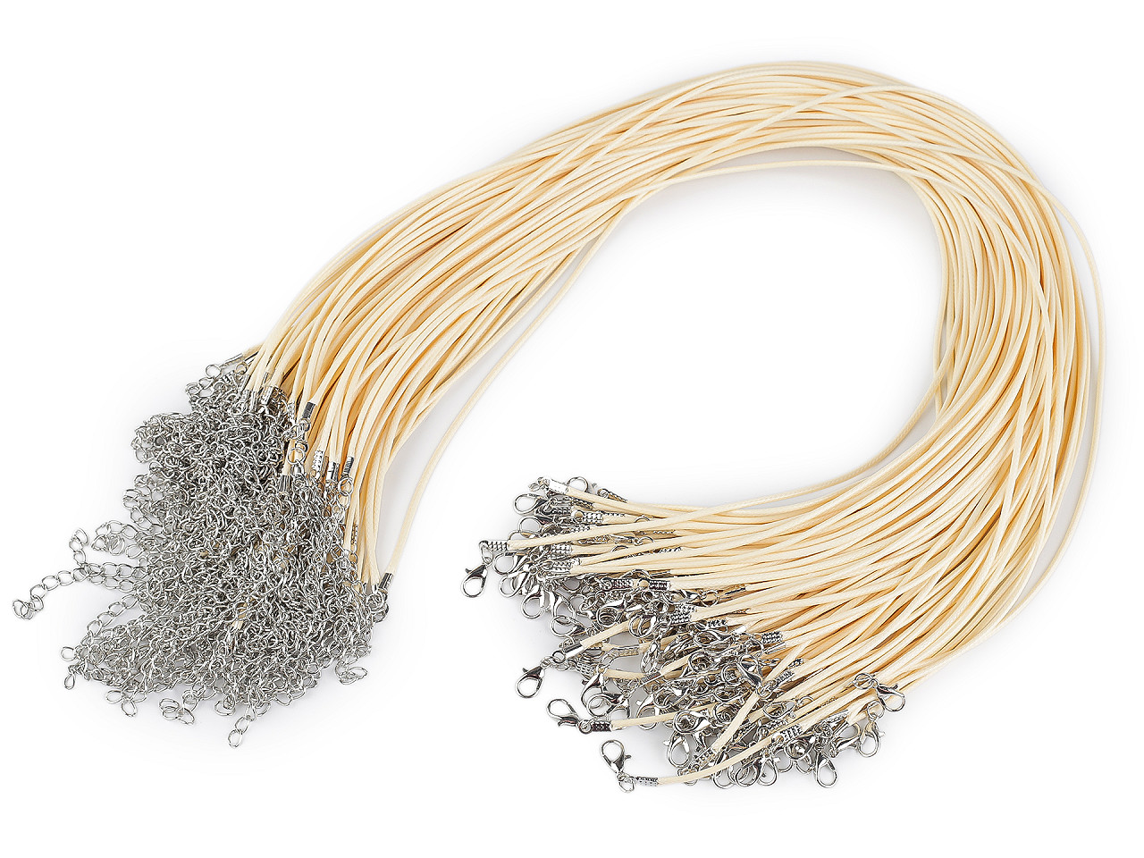 Braided necklace cord with  lobster clasp length 45 cm - Lightgrey (10 Pieces)