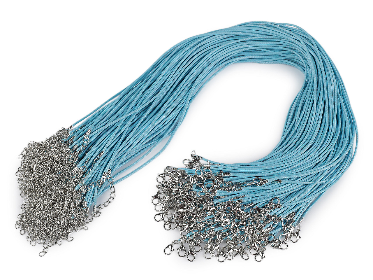 Braided necklace cord with  lobster clasp length 45 cm - Lightgrey (10 Pieces)