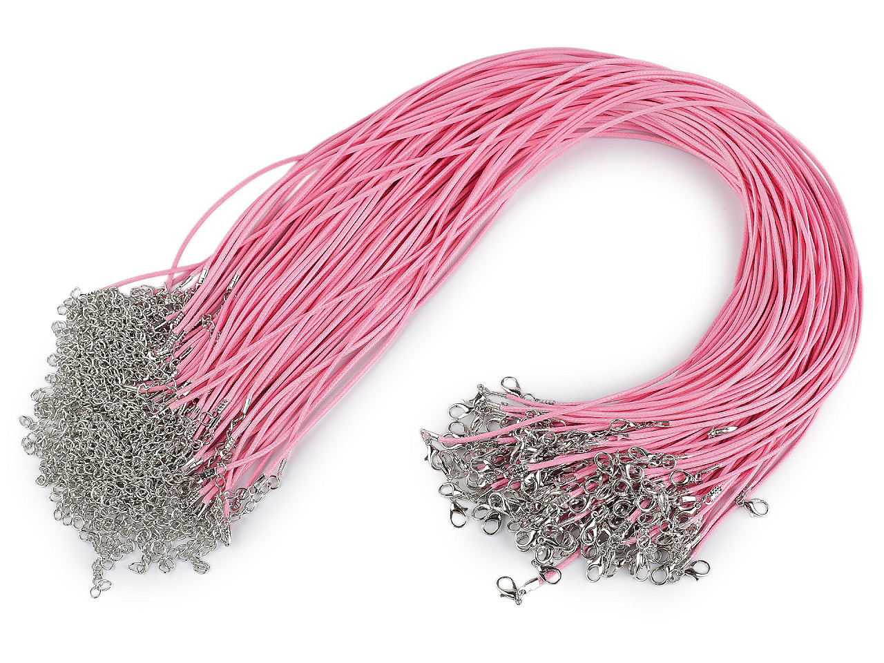 Braided necklace cord with  lobster clasp length 45 cm - Lightgrey (10 Pieces)