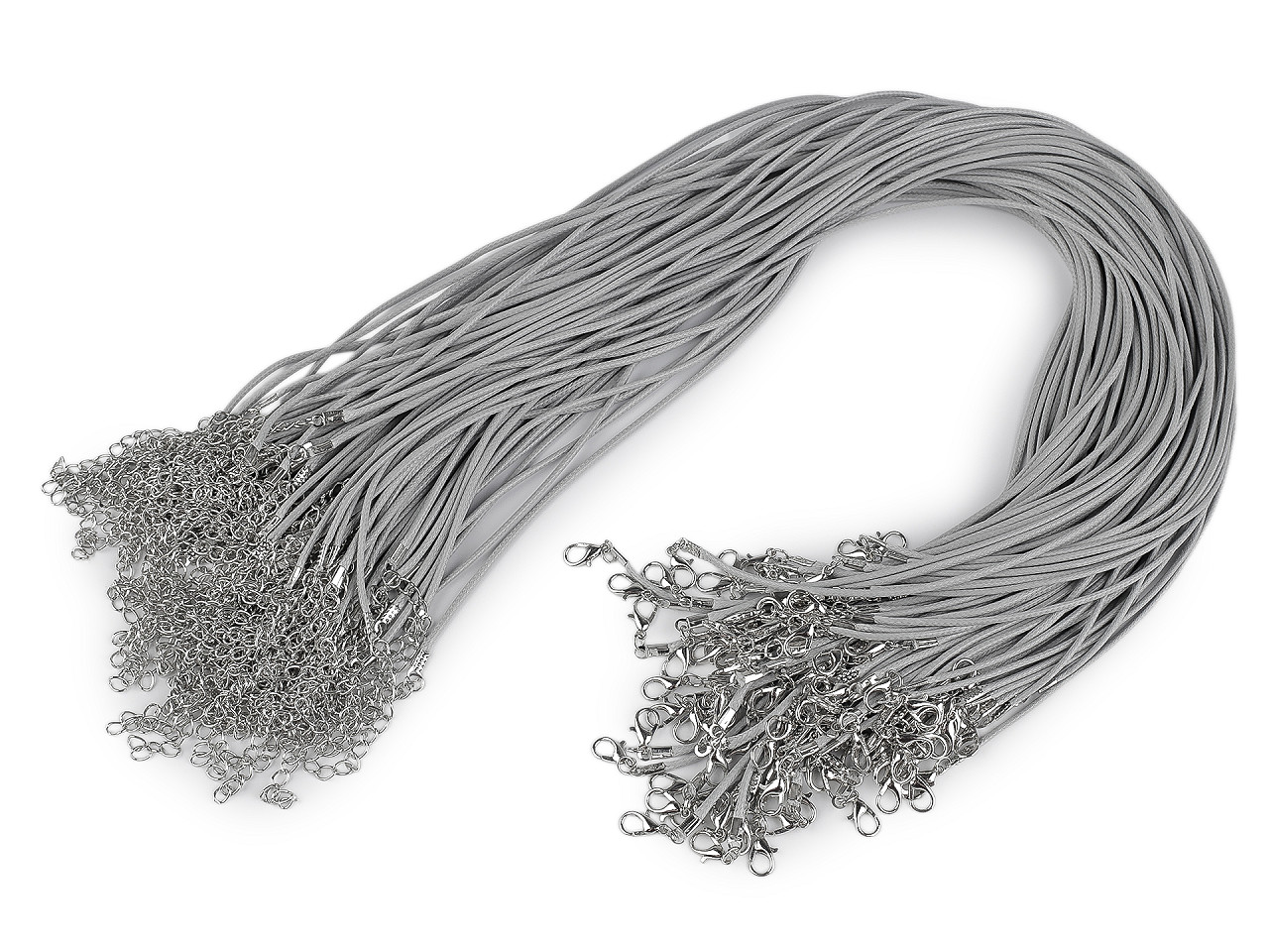 Braided necklace cord with  lobster clasp length 45 cm - Lightgrey (10 Pieces)