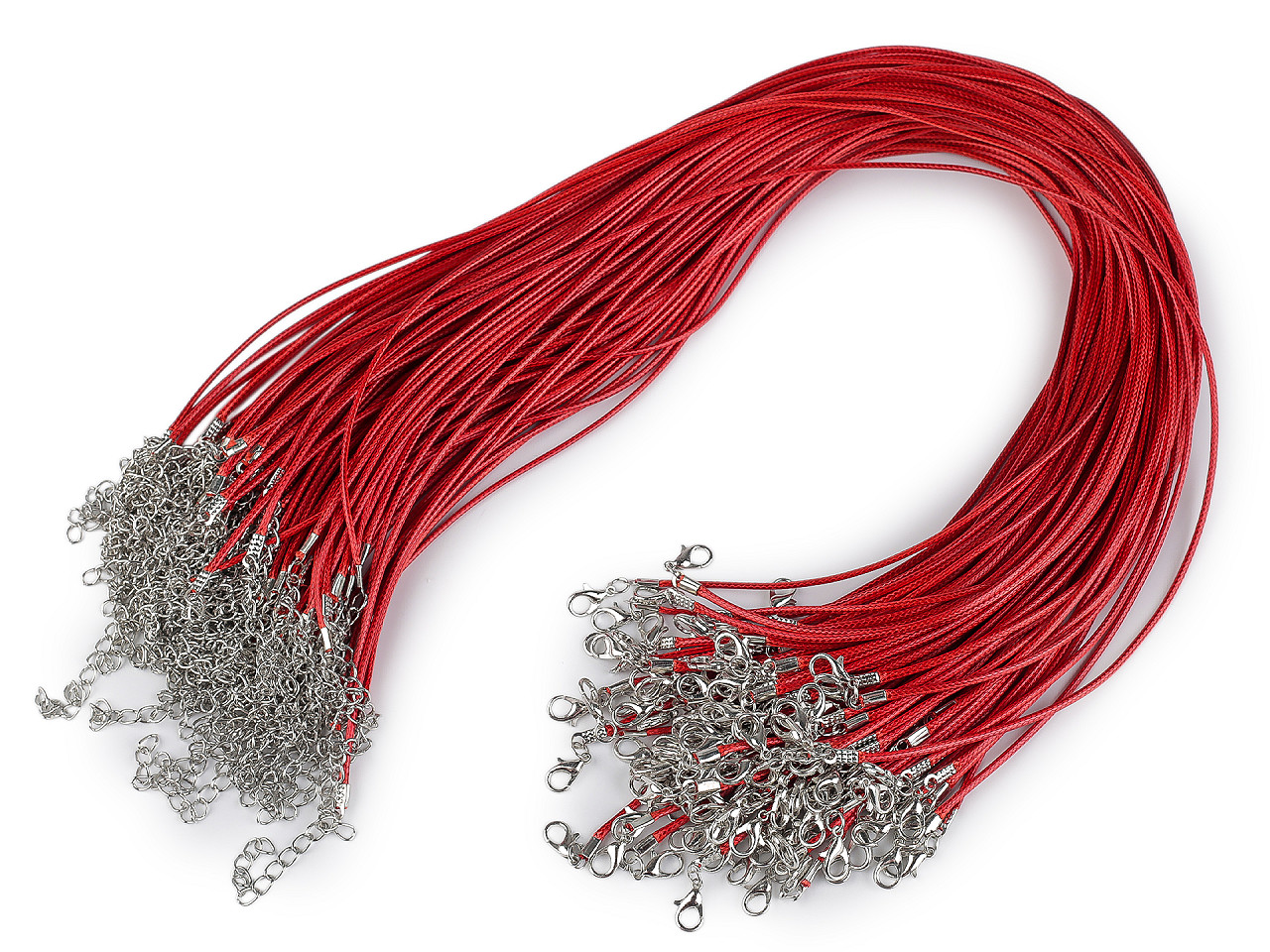 Braided necklace cord with  lobster clasp length 45 cm - Lightgrey (10 Pieces)