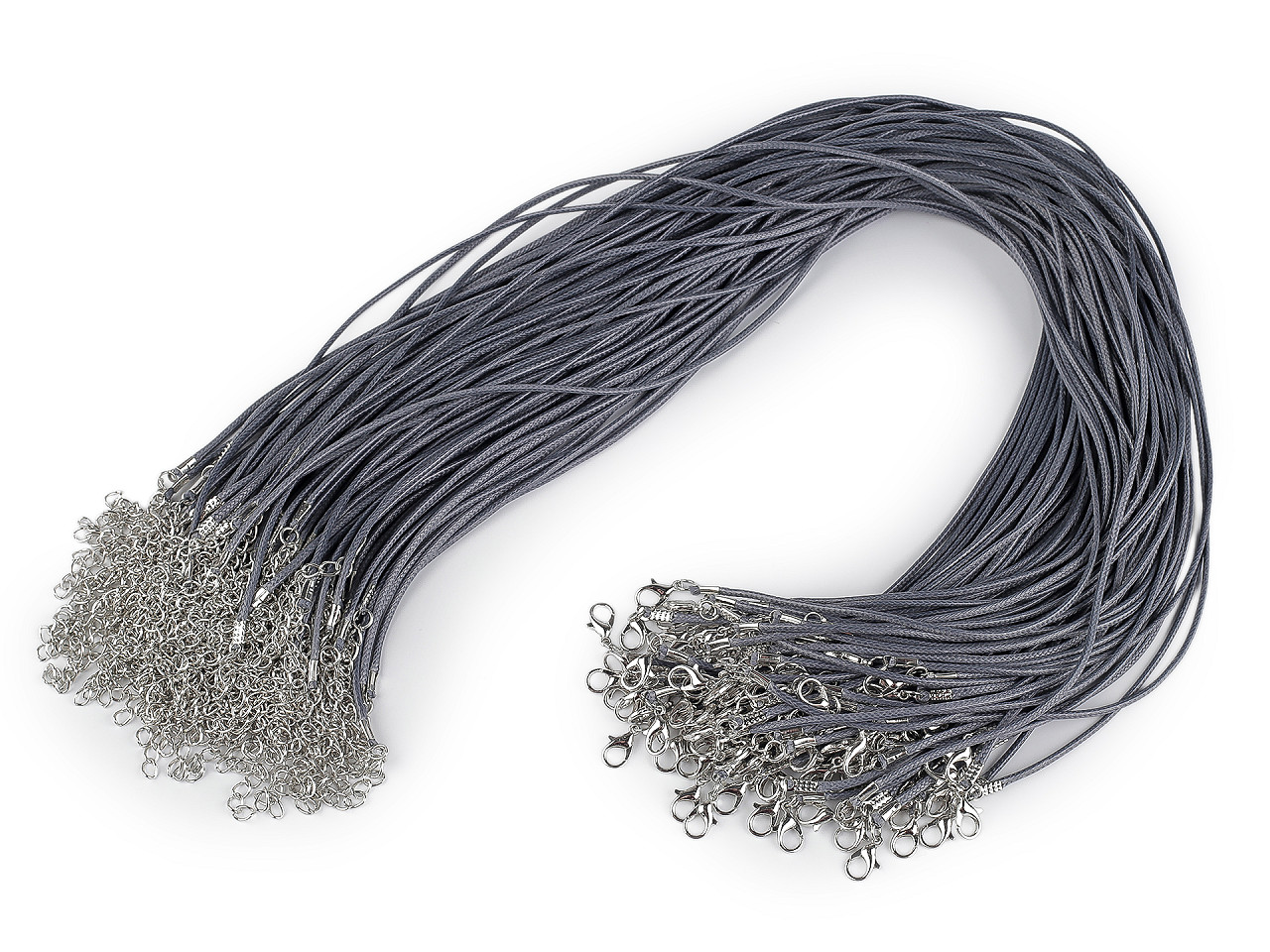 Braided necklace cord with  lobster clasp length 45 cm - Lightgrey (10 Pieces)