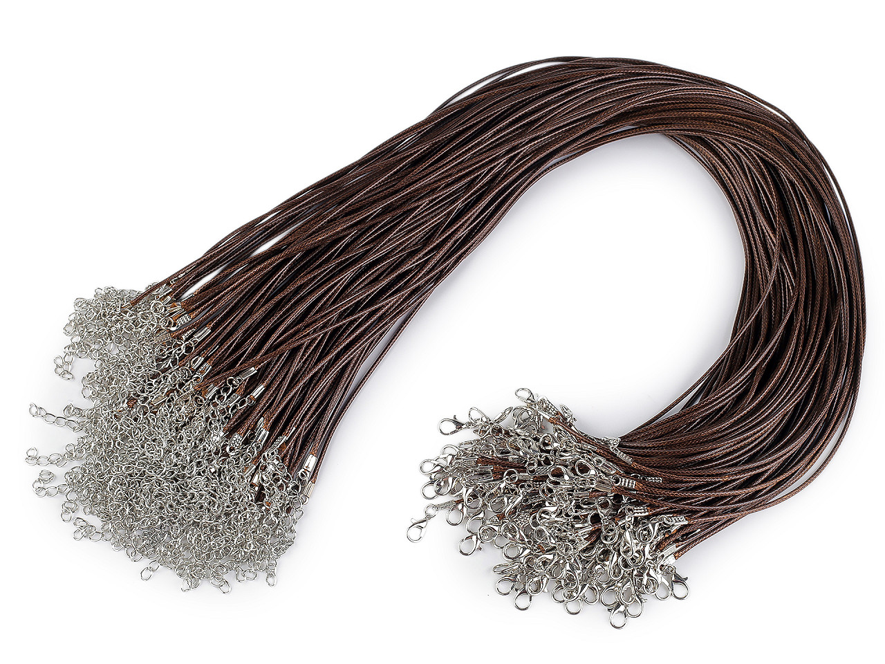 Braided necklace cord with  lobster clasp length 45 cm - Lightgrey (10 Pieces)