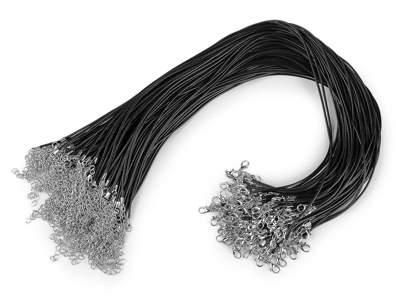 Braided necklace cord with  lobster clasp length 45 cm - Lightgrey (10 Pieces)