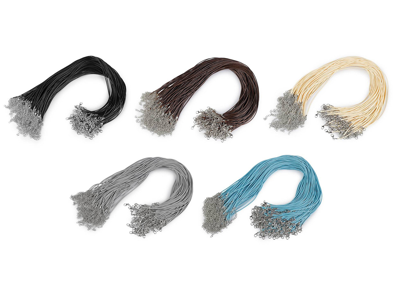 Braided necklace cord with  lobster clasp length 45 cm - Lightgrey (10 Pieces)