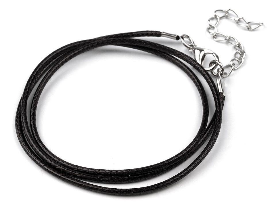 Braided necklace cord with  lobster clasp length 45 cm - Lightgrey (10 Pieces)