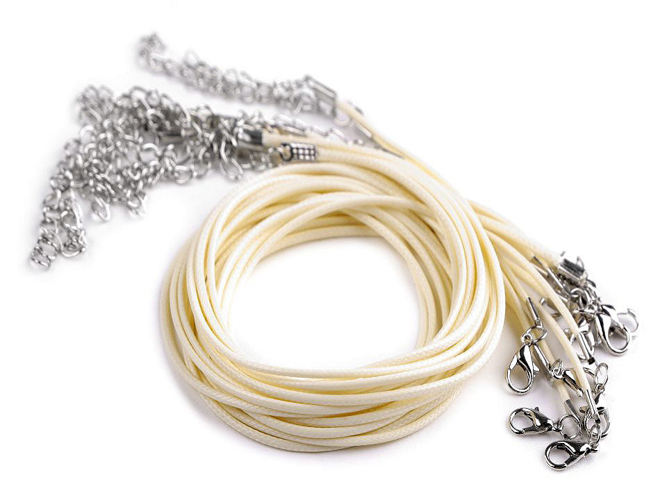 Braided necklace cord with  lobster clasp length 45 cm - Lightgrey (10 Pieces)