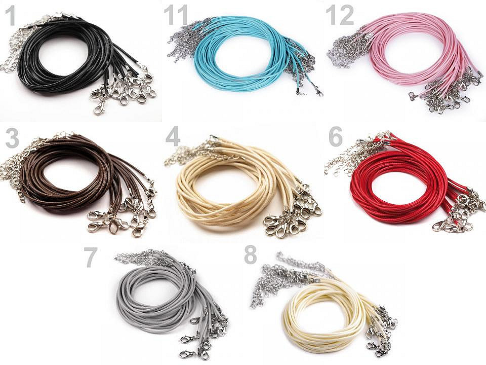 Braided necklace cord with  lobster clasp length 45 cm - Lightgrey (10 Pieces)