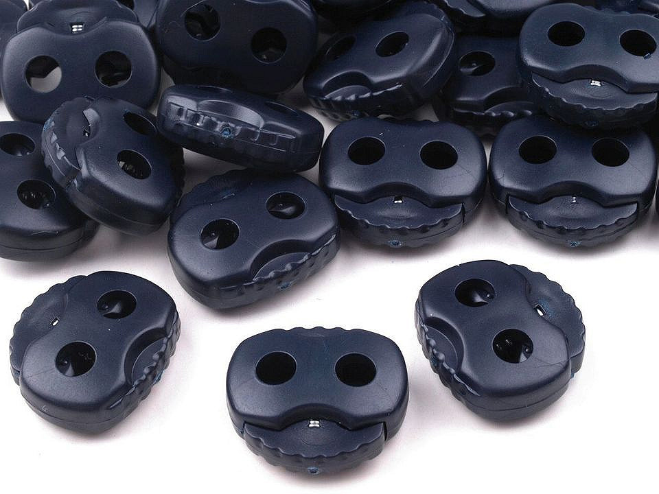 Large 2-hole cord lock stopper toggles 20x20 mm - Black (10 Pieces)
